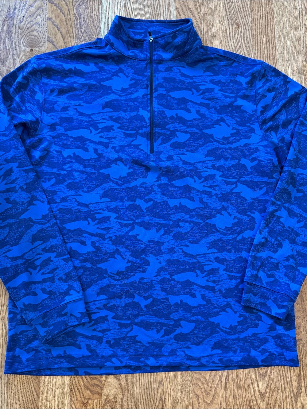 Straight Down Men's Blue Camo Performance 1/4 Zip Pullover - Size L